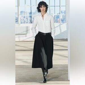 White button up top and black skirt dress